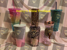 Load image into Gallery viewer, RELAXED & REFRESHED Rhinestone Embellished Beverage Tumblers