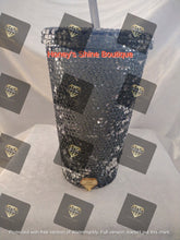 Load image into Gallery viewer, SILVER SUNBURST 16oz Rhinestone Embellished Beverage Tumbler.