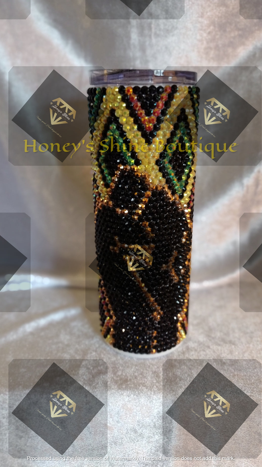 BLACK POWER 20oz RHINESTONE EMBELLISHED TUMBLER