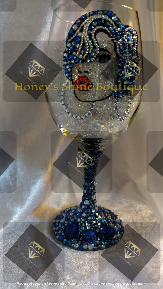 SIMONE 20oz Rhinestone Embellished Specialty Wine Glass