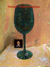 Load image into Gallery viewer, BLACK DIAMOND 19oz Rhinestone Embellished Covered Wine Glass
