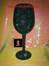 Load image into Gallery viewer, BLACK DIAMOND 19oz Rhinestone Embellished Covered Wine Glass
