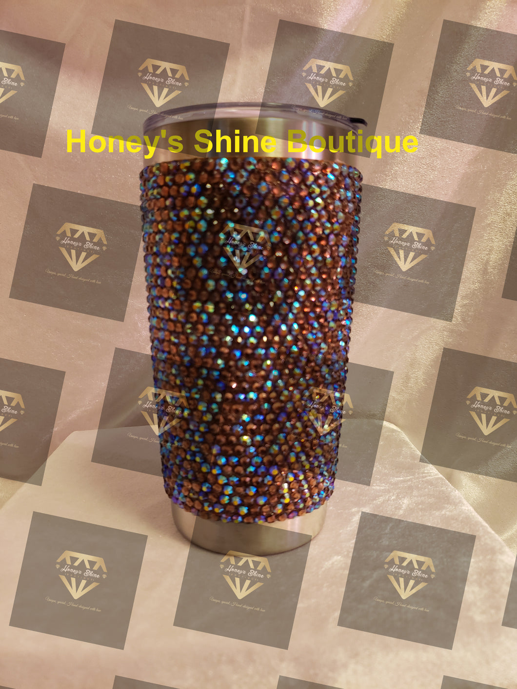 RELAXED & REFRESHED Rhinestone Embellished Beverage Tumblers