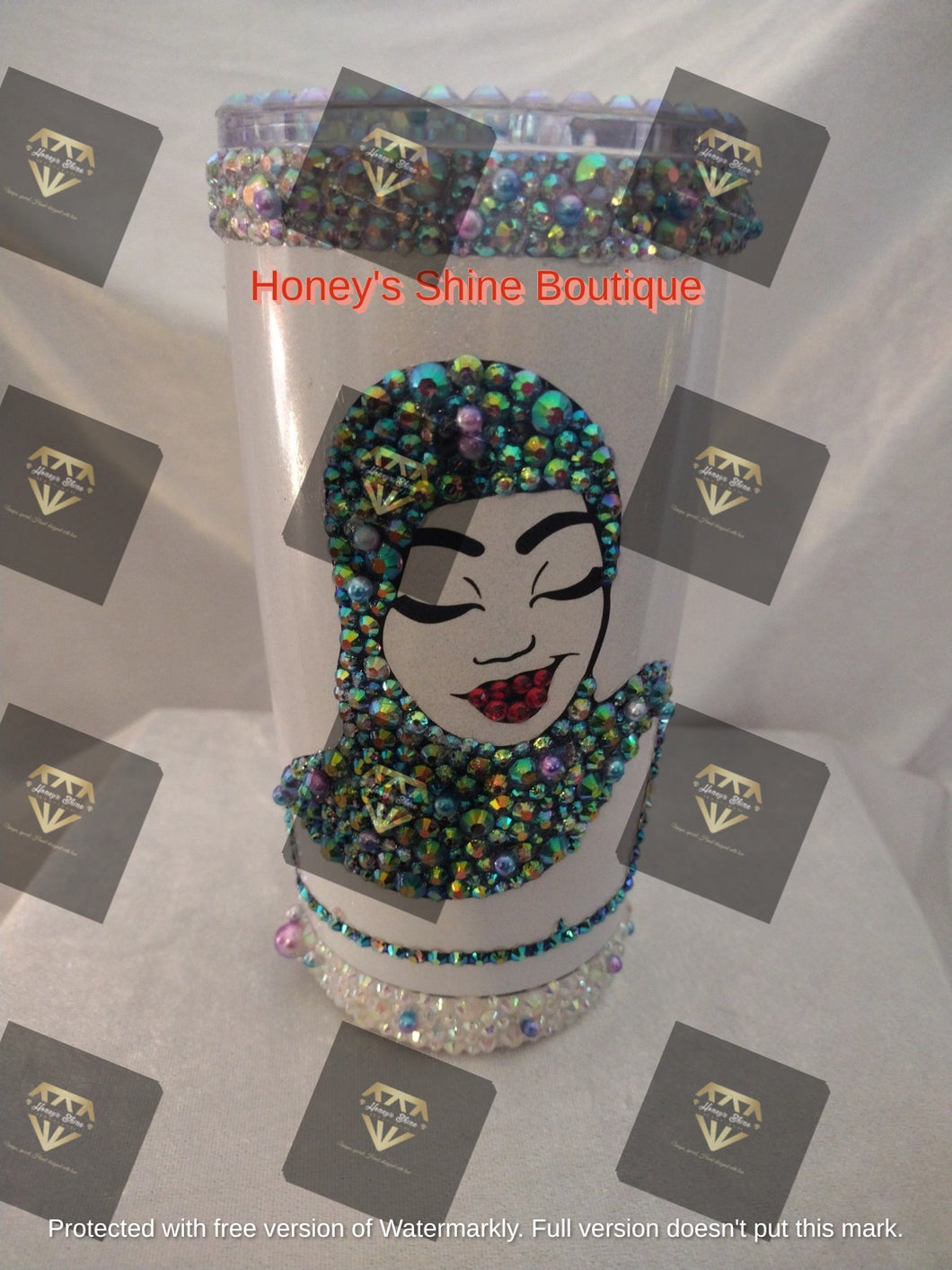 KHADIJAH 2Ooz Rhinestone Embellished Beverage Stainless Steel Tumbler.