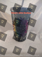 Load image into Gallery viewer, SILVER SUNBURST 16oz Rhinestone Embellished Beverage Tumbler.
