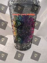 Load image into Gallery viewer, SILVER SUNBURST 16oz Rhinestone Embellished Beverage Tumbler.
