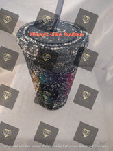 Load image into Gallery viewer, SILVER SUNBURST 16oz Rhinestone Embellished Beverage Tumbler.
