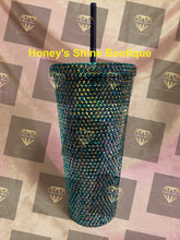 Load image into Gallery viewer, PEACOCK 20oz Rhinestone Embellished Insulated Beverage Tumbler
