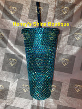 Load image into Gallery viewer, PEACOCK 20oz Rhinestone Embellished Insulated Beverage Tumbler
