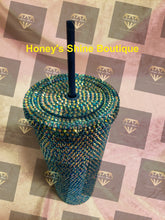 Load image into Gallery viewer, PEACOCK 20oz Rhinestone Embellished Insulated Beverage Tumbler
