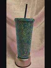 Load and play video in Gallery viewer, PEACOCK 20oz Rhinestone Embellished Insulated Beverage Tumbler
